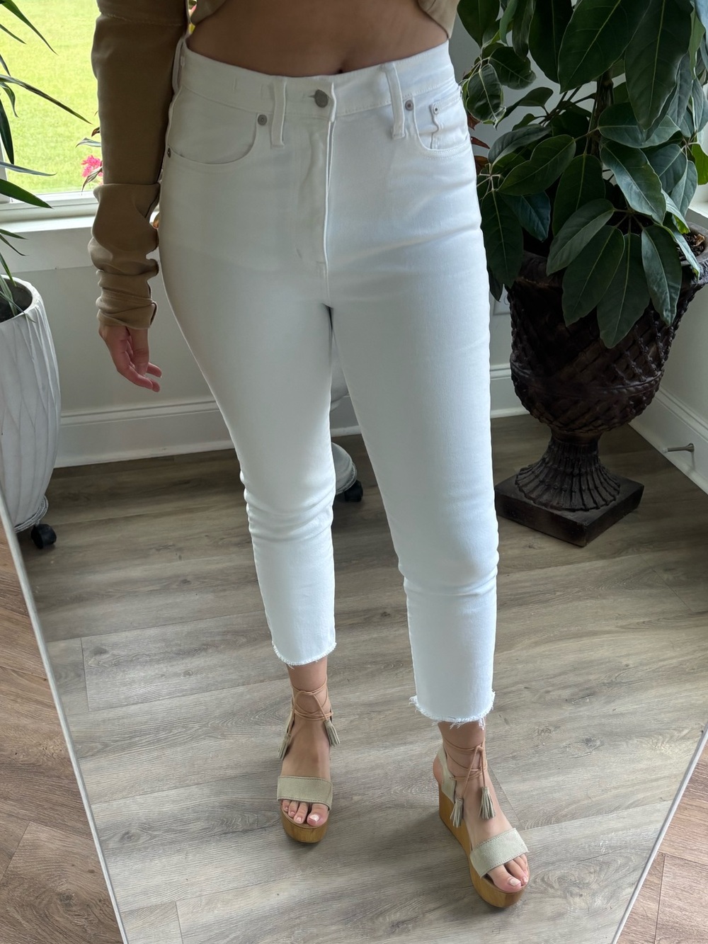 Madewell White High-Rise Cropped Jeans